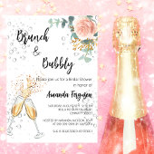 Rose Gold Floral Brunch Bubbly Brautparty Einladung