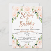 Rose Gold Floral Brunch Bubbly Bridal Einladung (Vorderseite)