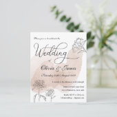 Rose Gold Floral Budget Einladung Hochzeit (Stehend Vorderseite)