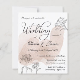 Rose Gold Floral Budget Einladung Hochzeit