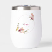 Rose Gold Floral Butterfly Custom Text (Vorderseite)