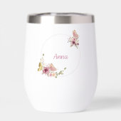 Rose Gold Floral Butterfly Custom Text (Rückseite)