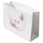 Rose Gold Floral Butterfly – Elegant Personal Große Geschenktüte (Rückseite Schrägansicht)