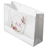 Rose Gold Floral Butterfly – Elegant Personal Große Geschenktüte (Vorderseite Schrägansicht)