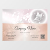 Rose Gold Floral Butterfly | QR-Code für Öffnungsz Fensteraufkleber (Blatt)