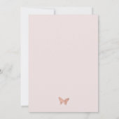 Rose Gold Floral Butterly Kisses Baby Dusche Einladung (Rückseite)