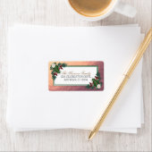 Rose Gold Floral Christmas Address Labels Adressaufkleber (Insitu)