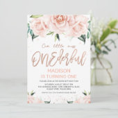 Rose Gold Floral Einladung zum Geburtstag (Stehend Vorderseite)