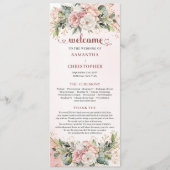 Rose Gold Floral Eucalyptus Elegant Wedding Agenda Programm (Vorderseite)