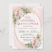 Rose Gold Floral Eucalyptus Quinceañera Invitation Einladung (Vorderseite)