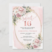 Rose Gold Floral Eucalyptus Sweet Sixteen Invite Einladung (Vorderseite)