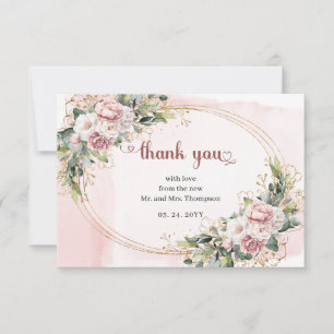 Rose Gold Floral Eukalyptus Elegante Hochzeit Dankeskarte