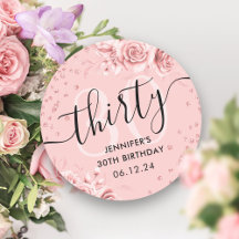 Rose Gold Floral Glitzer 30. Geburtstagsskript