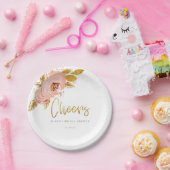 Rose Gold Floral Glitzer Brautparty Papierplatte Pappteller (Party)