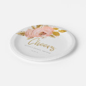 Rose Gold Floral Glitzer Brautparty Papierplatte Pappteller (Schrägansicht)