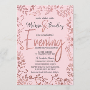Rose Gold Floral Glitzer Ombre Pink Abend Einladung