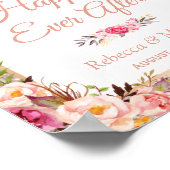 Rose Gold Floral glücklich je nach Hochzeit unterz Poster (Ecke)