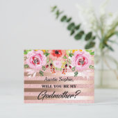 Rose Gold Floral Godmutt Vorschlag Postkarte (Stehend Vorderseite)