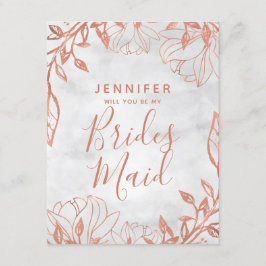 Rose Gold floral Grau werden Sie meine Brautjungfr Einladung