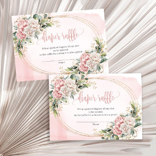 Rose Gold Floral Greenery Baby Mädchen Raffle Inse Begleitkarte