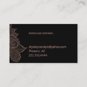 Rose Gold Floral Henna Visitenkarte (Rückseite)