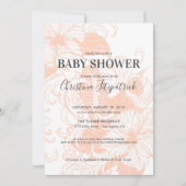 Rose Gold Floral Koi | Einladung der Babydusche (Vorderseite)
