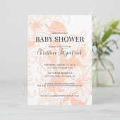 Rose Gold Floral Koi | Einladung der Babydusche (Stehend Vorderseite)