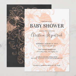 Rose Gold Floral Koi Einladung der Babydusche