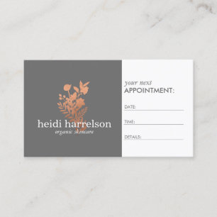 Rose Gold Floral Logo auf der Grauen Appointment-K Terminkarte
