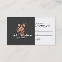 Rose Gold Floral Logo auf dunkelgraue Ernennung Terminkarte