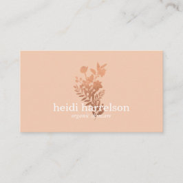 Rose Gold Floral Logo auf Peach Visitenkarte