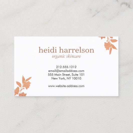 Rose Gold Floral Logo auf Schwarz Visitenkarte (Rückseite)