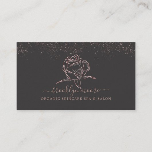 Rose Gold Floral Logo Visitenkarte (Vorderseite)