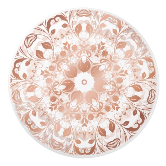 Rose Gold Floral Mandala Keramikknauf (Vorderseite)