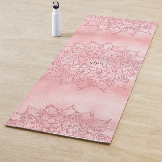 Rose Gold Floral Mandala Monogramm Yogamatte (Beispiel)