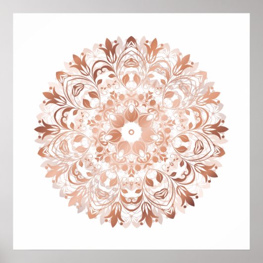 Rose Gold Floral Mandala Poster (Vorne)