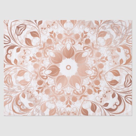 Rose Gold Floral Mandala Seidenpapier (Vorderseite)