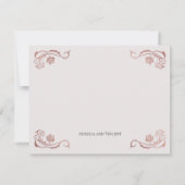 Rose Gold Floral Messe Hochzeit Dankeskarte (Rückseite)