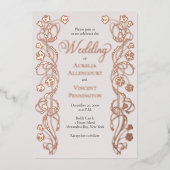 Rose Gold Floral Messe Hochzeit Folieneinladung (Vorderseite)