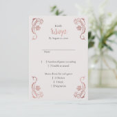 Rose Gold Floral Messe Hochzeit RSVP Karte (Stehend Vorderseite)