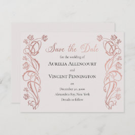 Rose Gold Floral Messe Hochzeit Save The Date