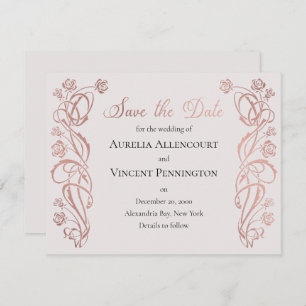 Rose Gold Floral Messe Hochzeit Save The Date