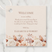 Rose Gold Floral Monogram Wedding Begrüßungsgesche Geschenkanhänger (Vorderseite)