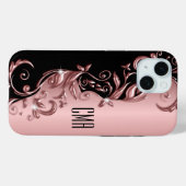Rose Gold Floral - Monogramm Case-Mate iPhone Hülle (Rückseite (Horizontal))
