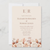 Rose Gold Floral Mousse Monogram Wedding Einladung (Vorderseite)