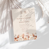 Rose Gold Floral Mousse Monogram Wedding Einladung