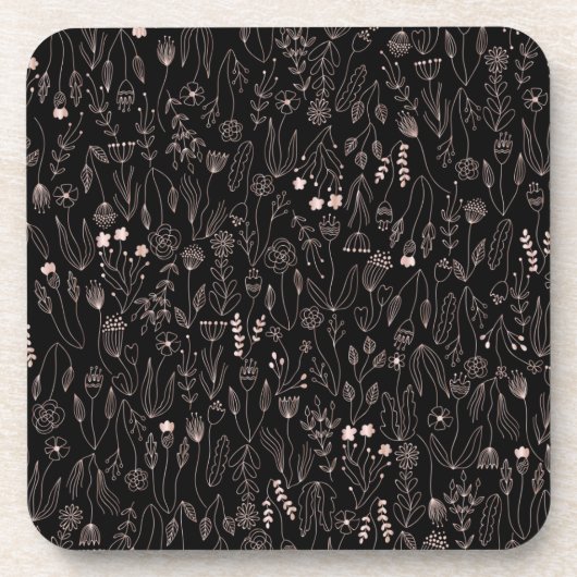 Rose Gold Floral Muster Getränkeuntersetzer (Vorderseite)