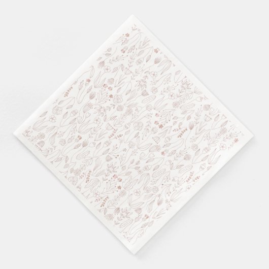 Rose Gold Floral Muster Serviette (Ecke)