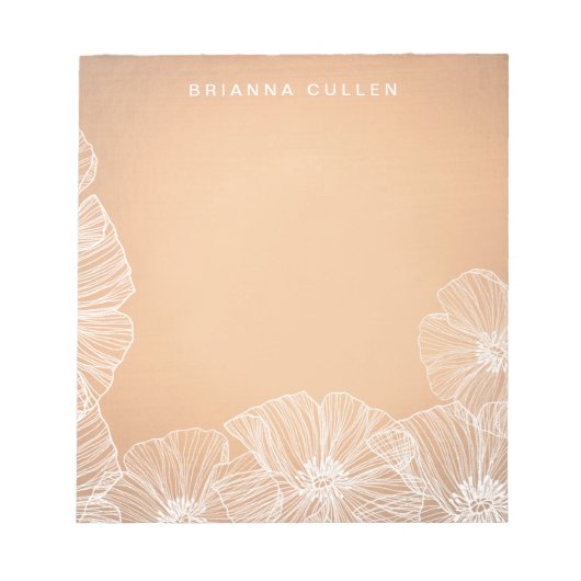 Rose Gold Floral Name Notizblock (Vorderseite)