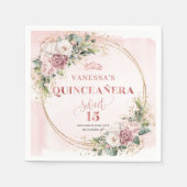Rose Gold Floral Napkins for Sweet 15 Celebration Serviette (Vorderseite)
